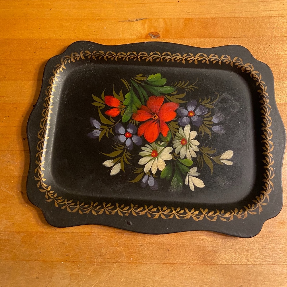 Zhostovo Hand-Painted Metal Tray